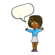cartoon worried woman with speech bubble N20