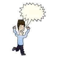 cartoon terrified man with speech bubble N60
