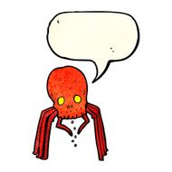 cartoon spooky skull spider with speech bubble N3