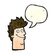 cartoon happy man face with speech bubble N5