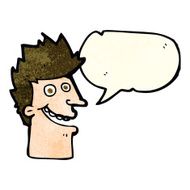 cartoon happy man face with speech bubble N6