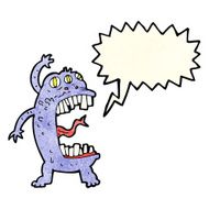cartoon crazy monster with speech bubble N3