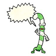 cartoon dancing christmas candy cane with speech bubble N5