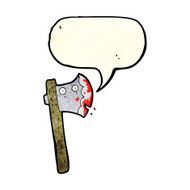 bloody cartoon axe with speech bubble N2