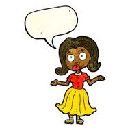 cartoon confused girl with speech bubble N3