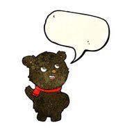 cartoon cute black bear cub with speech bubble N7