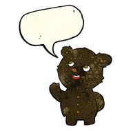 cartoon cute black bear cub with speech bubble N8