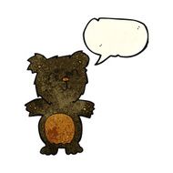 cartoon cute black bear cub with speech bubble N9
