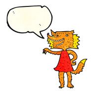 cartoon fox girl with speech bubble N2