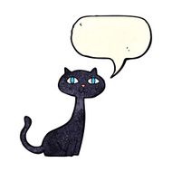cartoon black cat with speech bubble N10