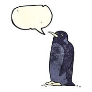 cartoon penguin with speech bubble N4