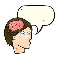 cartoon head with brain symbol speech bubble N9