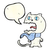 cartoon frightened cat with speech bubble N7