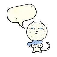 cartoon funny cat wearing scarf with speech bubble N4