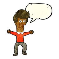 cartoon startled man with speech bubble N17