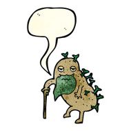 cartoon old potato with speech bubble N3