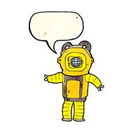 cartoon deep sea diver with speech bubble N8