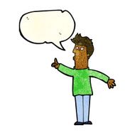 cartoon man advising caution with speech bubble N3