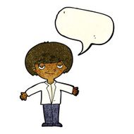 cartoon smug boy with speech bubble N3