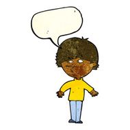cartoon suspicious man looking over shoulder with speech bubble N3