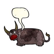 cartoon bull with speech bubble N9