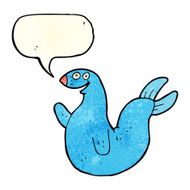cartoon happy seal with speech bubble N5