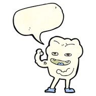 cartoon strong healthy tooth with speech bubble N3