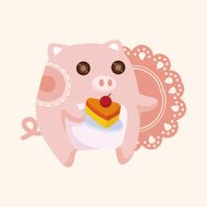 animal pig having afternoon tea theme elements N7