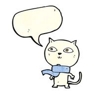 cartoon funny cat wearing scarf with speech bubble N5