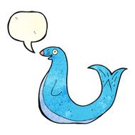 cartoon happy seal with speech bubble N6