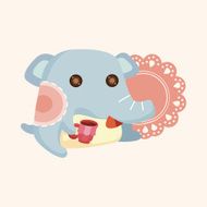animal elephant having afternoon tea theme elements N7