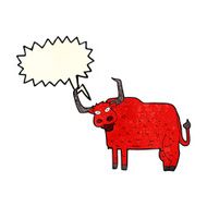 cartoon hairy cow with speech bubble N3