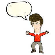 cartoon startled man with speech bubble N20