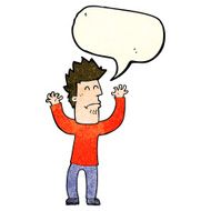cartoon stressed man with speech bubble N22
