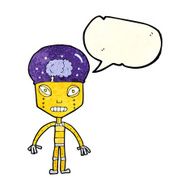 cartoon weird robot with speech bubble N4