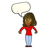 cartoon woman shrugging shoulders with speech bubble N132