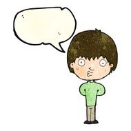 cartoon whistling boy with speech bubble N4