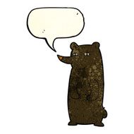 funny cartoon black bear with speech bubble N6