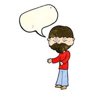 cartoon happy bearded man with speech bubble N3