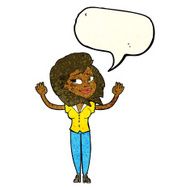 cartoon woman giving up with speech bubble N3