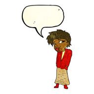 cartoon woman with hands in pockets speech bubble N3