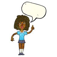 cartoon tough woman with idea speech bubble N3