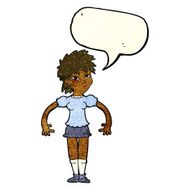 cartoon curious woman with speech bubble N15