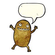 cartoon happy potato with speech bubble N3