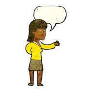 cartoon woman explaining with speech bubble N13