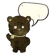 cute cartoon black bear waving with speech bubble N2