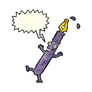 cartoon pen character with speech bubble N3