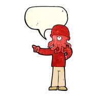 cartoon alien monster man with speech bubble N5