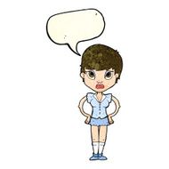 cartoon annoyed girl with speech bubble N5