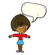 cartoon woman with open arms speech bubble N23